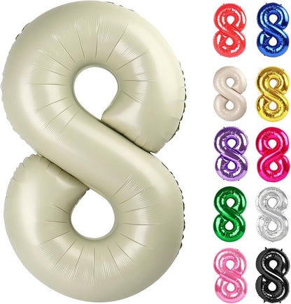 Cream Number 8 Balloon 40 Inch by IWERP