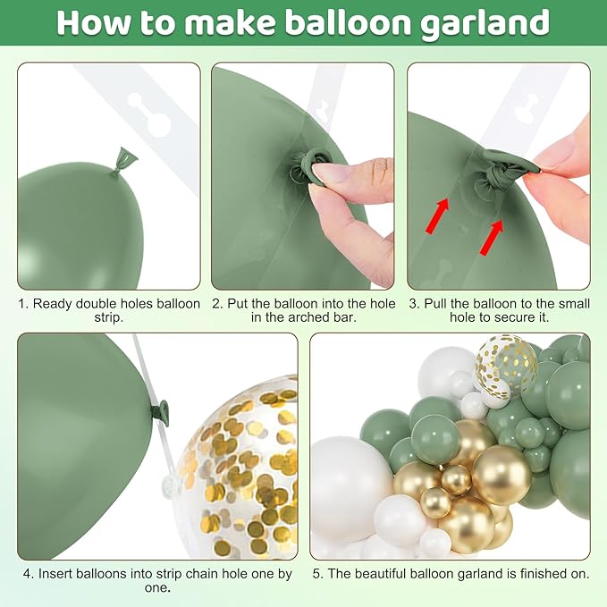 Amandir 153pcs Sage Green Gold Balloon Garland Arch Kit Different Sizes | 18 12 - Image 4
