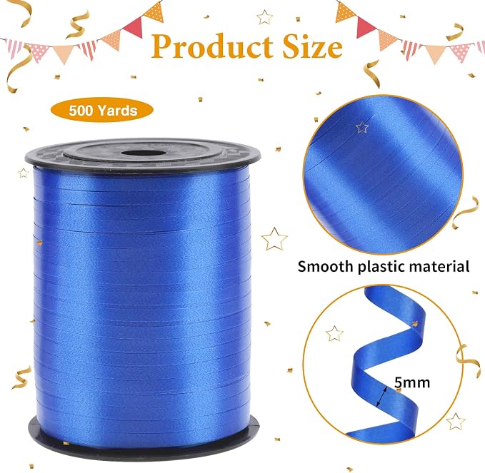 500 Yards Blue Curling Ribbon Balloon String Ribbon 1/5 Inch | Ribbon - Image 2