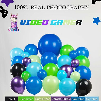 Video game balloon garland arch kit 140pcs purple blue green black balloons - Image 3