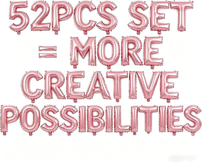 52 Pcs Pastel Pink Letter Balloons, Custom 2 Set A-Z Set by GOGAKIE