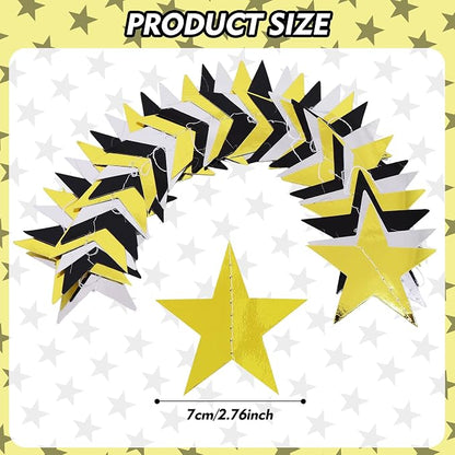BEISHIDA Black Gold Silver Star Garland Decor Twinkle Paper Star Streamers - Image 3