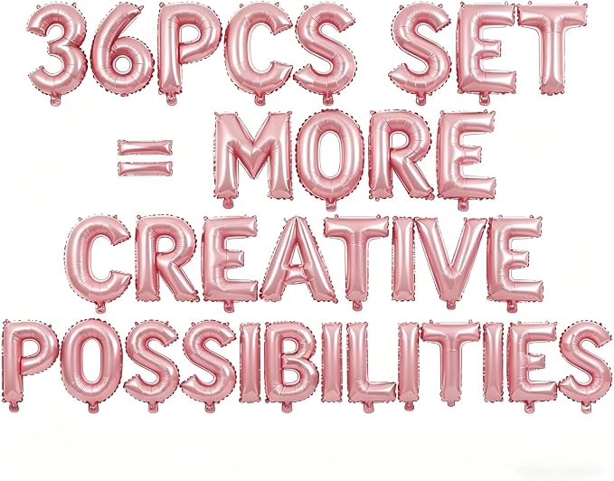 36 Pcs Pastel Pink Letter Balloons, Custom A-Z Set by GOGAKIE
