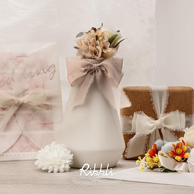 Ribbli Nude Ribbon 1 Inch x 3 Rolls Total 24 Yards Cream/Nude/Beige Handmade - Image 5