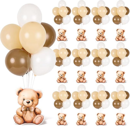 12 Sets Brown Bear Baby Shower Balloon Stand Kit by Unknown