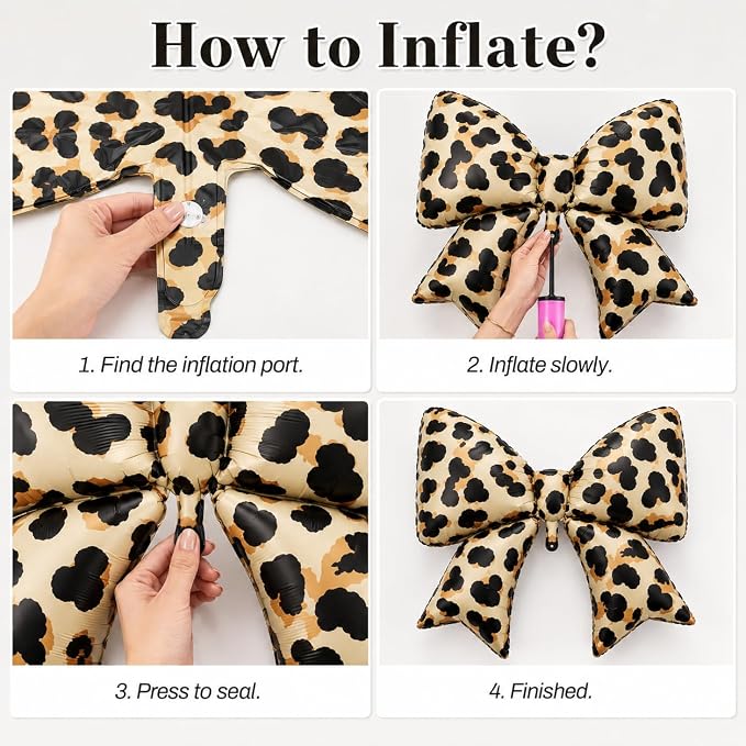 Cheetah Print Bow Balloons 3pcs, Cheetah Leopard Print Birthday Party - Image 7