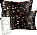 2 Pack Mulberry Silk Pillowcase for Hair and Skin - Standard Size 20 x 26 Inches with Hidden Zipper BK Grow Flower 19 Momme Soft Sleeping Silk Pillow Case for Women, Moms