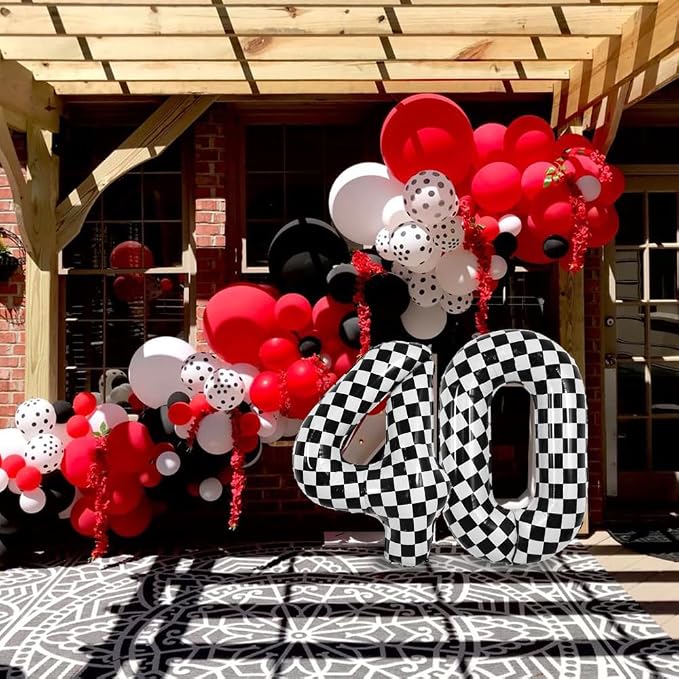 TONIFUL 40 Inch Large Checkered Number 4 Balloon 4th Birthday Decorations | 4th - Image 5