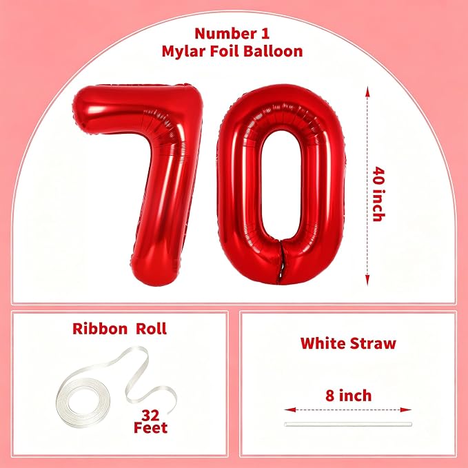 Number Balloons Red Party Balloon - Image 2