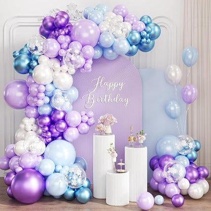167Pcs Purple Blue Balloons Garland Arch Kit by Unknown