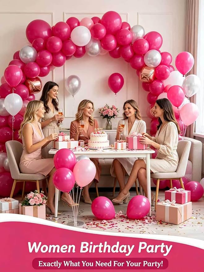 Hot Pink Balloons 12 Inch 60 PCS Magenta Fuchsia Dark Pink Latex Balloons - Image 7