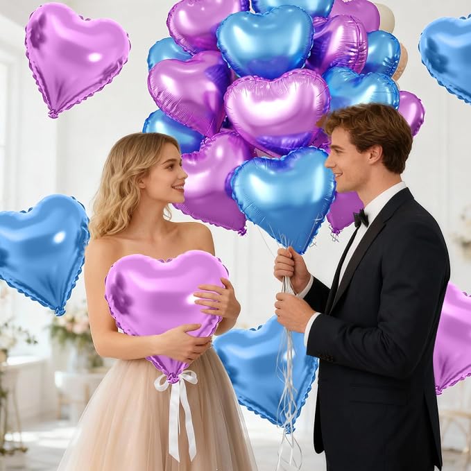 Blue Purple Heart Balloons - Image 6