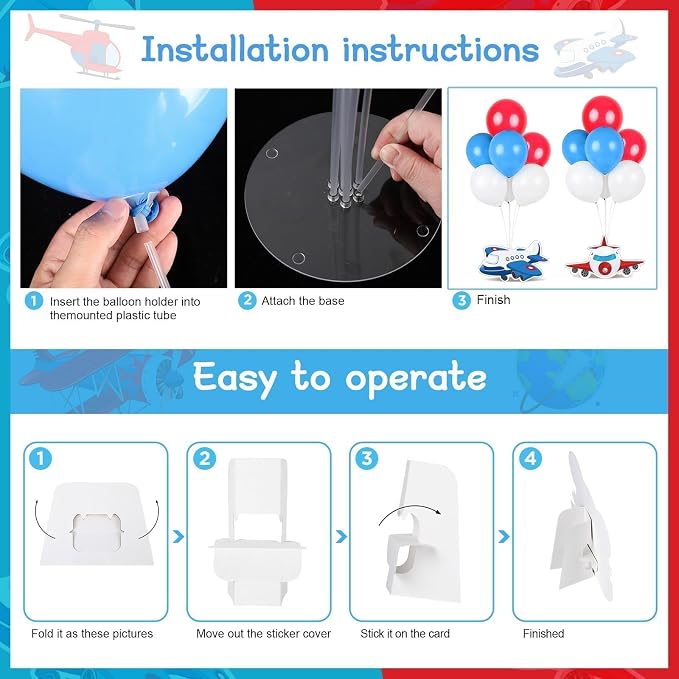 6 PCS Airplane Birthday Party Decorations Airplane Balloons Stand Kit 3D - Image 3