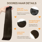 DOORES Human Hair Extensions Clip in Dark Brown 24 Inch 120g 7pcs Straight Clip in Remy Hair Extensions Natural Hair Extensions