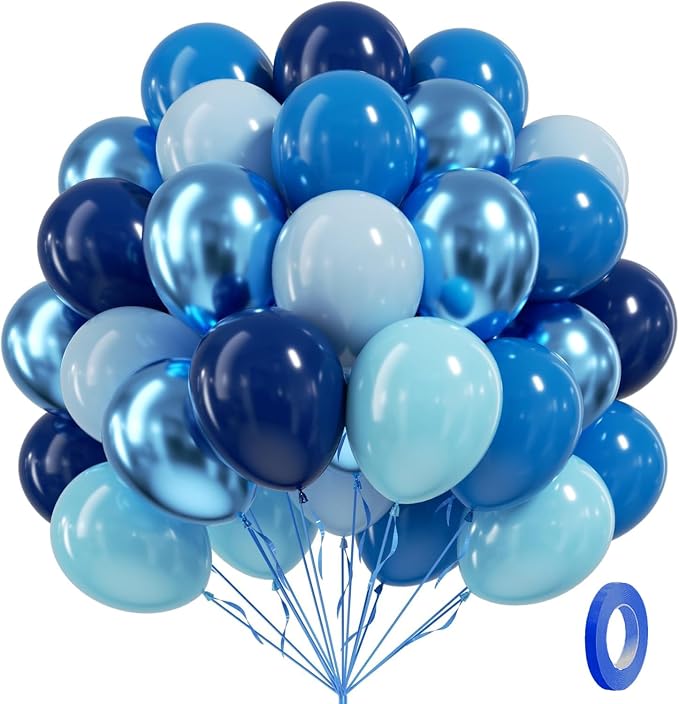 BAUANOOY Blue Balloons Metallic Blue Balloon, Graduation, Birthday Party by BAUANOOY