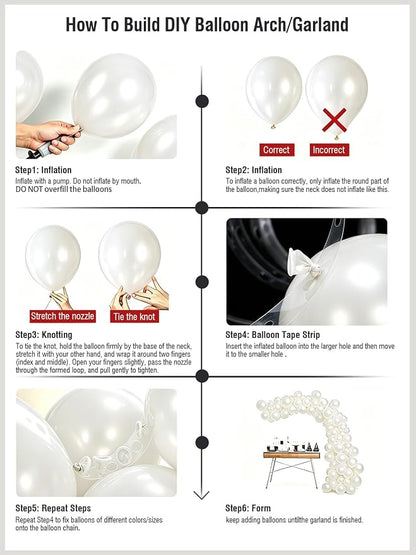 Pearl White Balloons 55 Pcs Inch White Latex Balloon Arch Kit Garland - Image 4