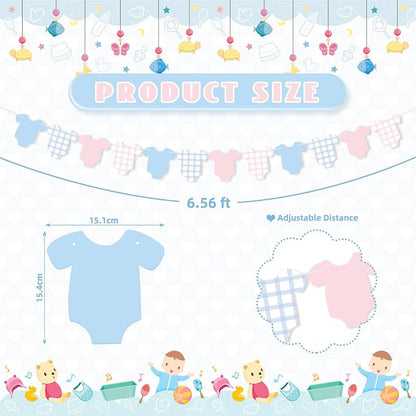 Weysat 2 Pcs Baby Clothes Banner Baby Boys Girls Shower Decorations Pink Blue - Image 2