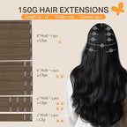 DOORES Clip in Human Hair Extensions, Light Ash Brown 150g 9pcs 20 Inch, Clip in Hair Extensions Real Human Hair Real Natural Weft for Women Thick Silky Straight Weft