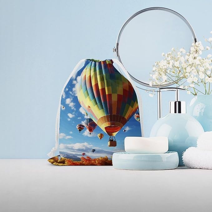 KLJHNVBM Colorful Hot Air Balloon Gift Bag, 12 * 18cm Double-Sided Print Canvas - Image 4