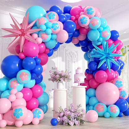 Royal Blue and Pink Balloons Garland Arch Kit by Unknown
