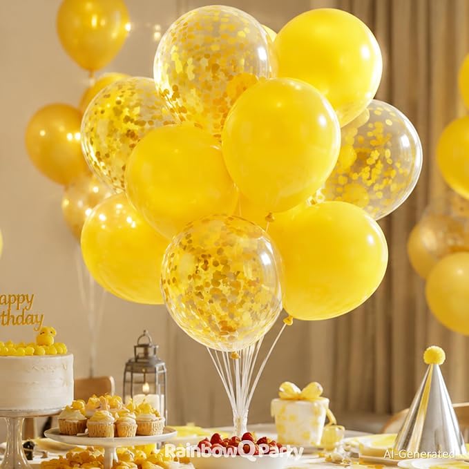 RainbowQ Yellow Balloons 55Pcs 12 Inch Confetti Latex Helium Party Balloon | - Image 4