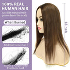 3x5 Inch Injected Silk Base Hair Toppers for Women, 18 Inch Length 130% Density Real Human Hair Pieces #2A Brown