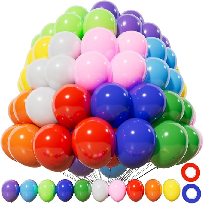 200pcs Balloons 5 Inch Assorted Colors, Small Mini Rainbow Latex Balloons by Kawkalsh