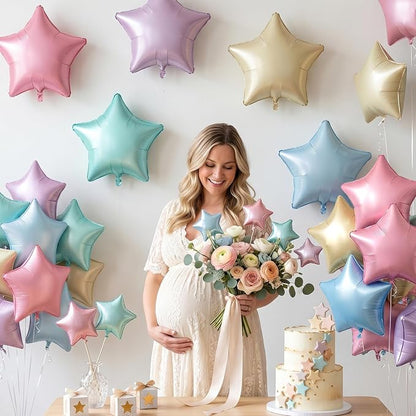 Pastel Star Balloons, 18 Inches Colorful Star Foil Balloon - Image 4