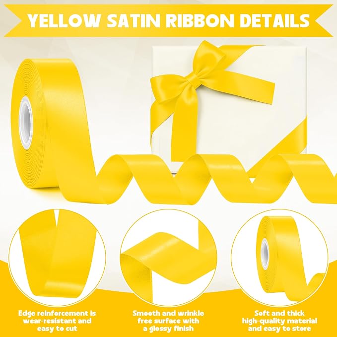 30Yards 1In Yellow Satin Ribbon - Image 3