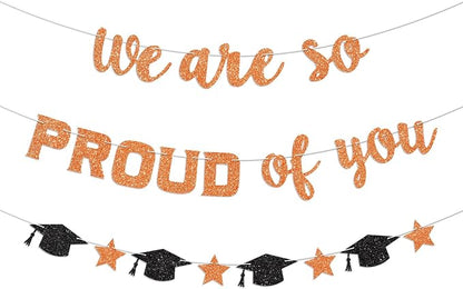 We Are So Proud of You Banner Prestrung Orange Graduation Banner Graduation by Blopee