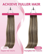 YoungSee 135G Clip in Human Hair Extensions Brown Balayage Hair Extensions Clip ins Chocolate Brown with Ash Blonde Invisible Clip on Brown Hair Extension Long-Lasting Add Volume 18Inch 7Pcs