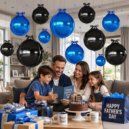 Black Blue Round Foil Balloons - Image 3
