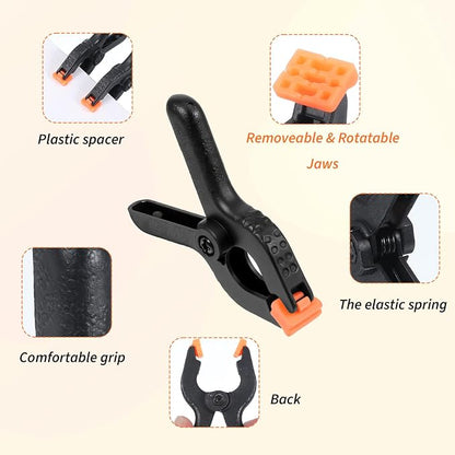 12pcs Black Plastic Spring Clamps, Anti-Slip Clips - Image 3