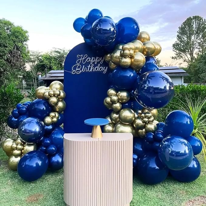 Royal Blue and Gold Balloon Arch Garland Kit 153pcs - Image 8