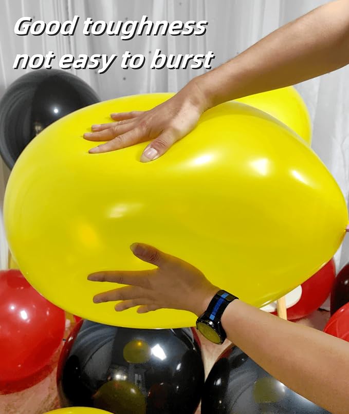 90 Pack Red and Yellow Black Balloons 18 Inch Large Balloon - Image 3