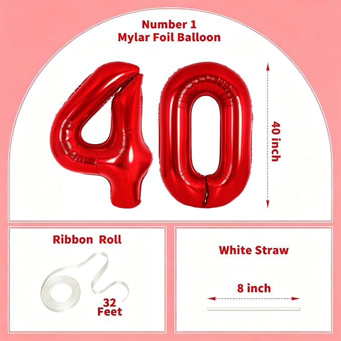 Number Balloons Red Party Balloon - Image 2