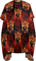 Extra Long Professional Salon Cape, Haircut Apron Rock Drum Fire Flame Skull Skeleton Hair Cutting Gown for Styling Hair Cut Hairdresser