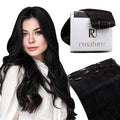 RUNATURE Clip in Hair Extensions Real Human Hair Black, Natural Hair Clip in Extensions for Women, Double Weft Black Hair Extensions 16 Inch 50g 3pcs #1B