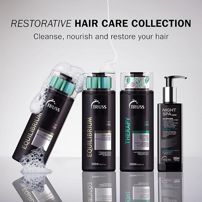 TRUSS Therapy Anti Dandruff Shampoo for Women & Men - Hair Shampoo & Itchy Scalp Treatment Infused with Menthol - Gentle Hair Care for Excess Oiliness & Flaking - pH Balanced & Paraben-Free (10.14 oz)