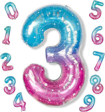 Large Blue Pink Starry 3 Balloons, 40 Inch Giant Mermaid Helium Mylar Foil by Isndare