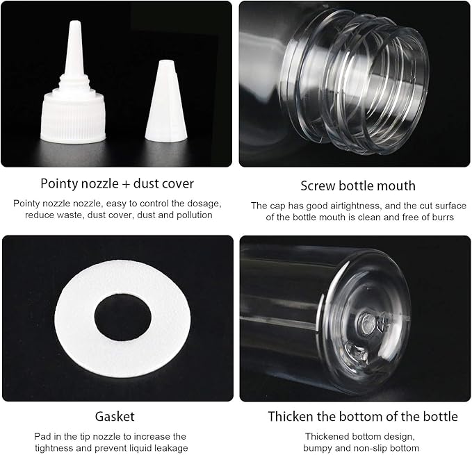TRENDBOX 1oz / 30ml Plastic Bottle Pointed Mouth Top Cap for Essential Oils, Liquid - 12 Pack