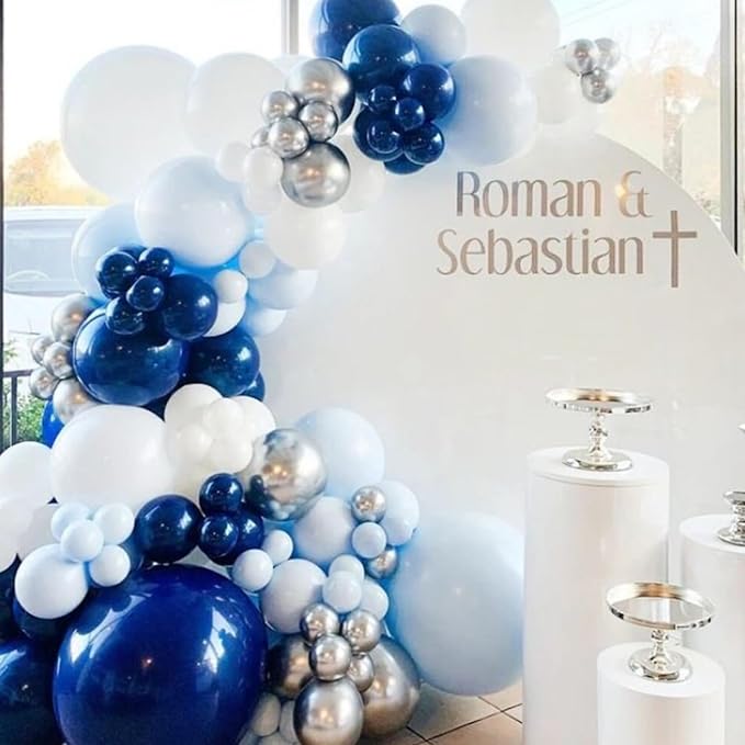 Navy Blue Silver Balloons Set - Image 3