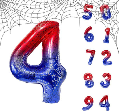 Spider Web 40Inch Foil Number Balloons Set 0-9 Includes Inflation Straws by Unknown