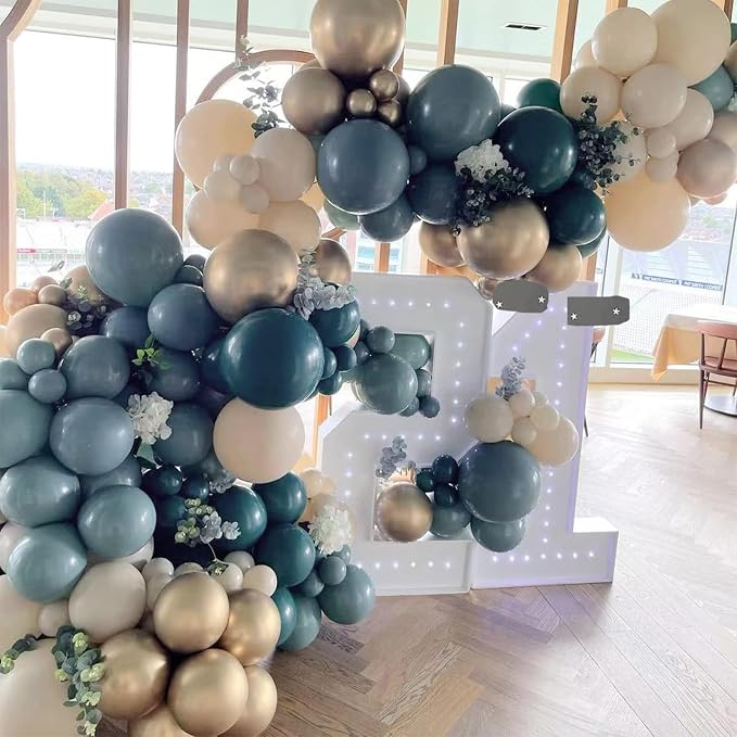PartyWoo Slate Blue Balloons 100pcs Navy Dusty Blue Boho Neutral Color | - Image 6