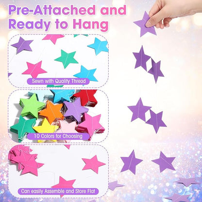 Patelai Glitter Star Garland Banner 2026 Party Decor 130 Feet Star Hanging - Image 3