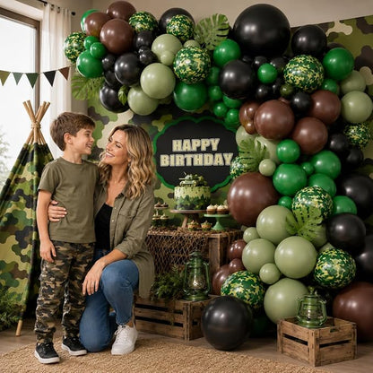 Camouflage Balloon Arch Kit, Camo Drak Green Avocado Green Black Balloons - Image 7