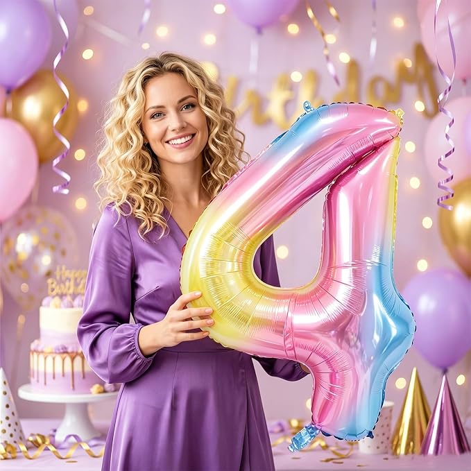 Rainbow Number Balloons Birthday Balloons - Image 6