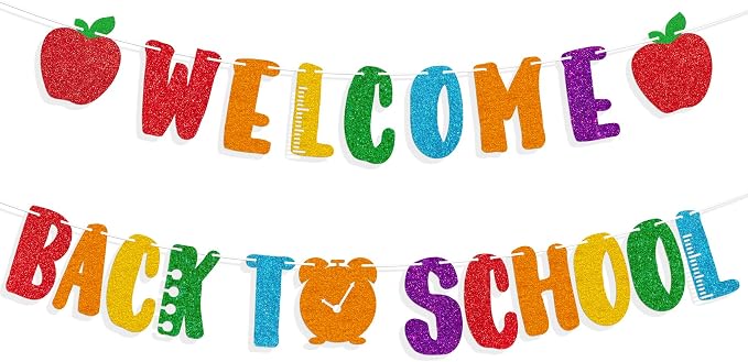 Welcome Back to School Banner for First Day of School Decorations by GifloonOfficial