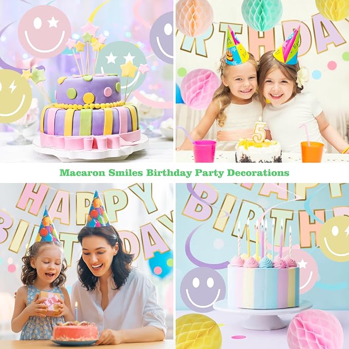 YEOCU Birthday Decorations, No DIY Pre-Strung Happy Birthday Banner | Pastel - Image 5