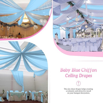 6 Panels Baby Blue Ceiling Drapes - Image 6